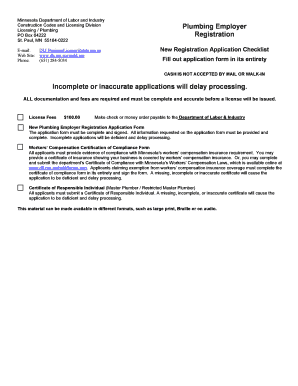 Plumbing Registered Employer Application  Form