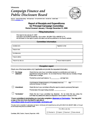 Report of Receipts and Expenditures for Principal Campaign  Form