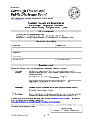 Nonfiling Report of Receipts and Expenditures for Principal Campaign  Form
