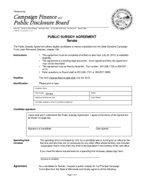 Public Subsidy AgreementGovernorLt Governor  Form