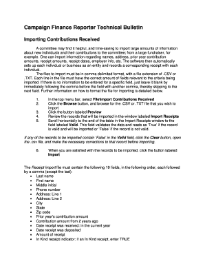 Importing Contributions Received to Campaign Finance Reporter  Form