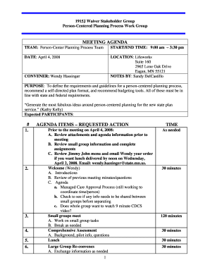 MEETING AGENDA # AGENDA ITEMS REQUESTED ACTION  Form