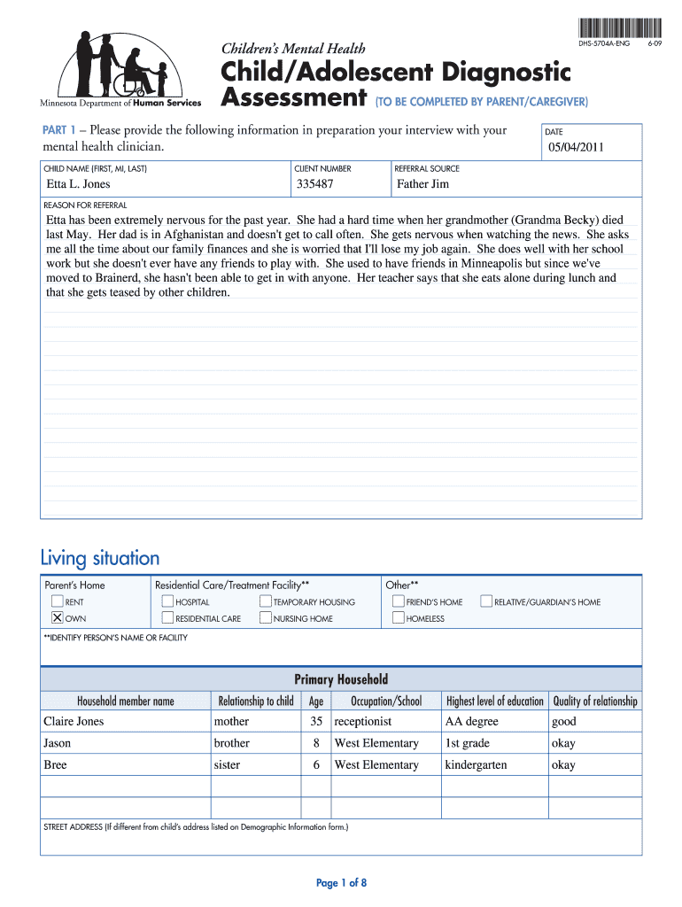 Diagnostic Assessment Template  Form