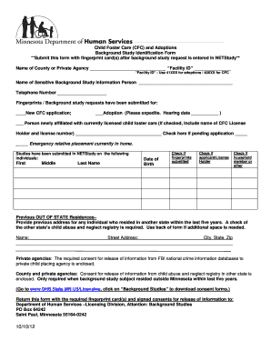 Adam Walsh Background Study  Form