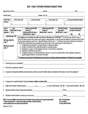 A18 DHS Family Systems Variance Request Form Dhs State Mn