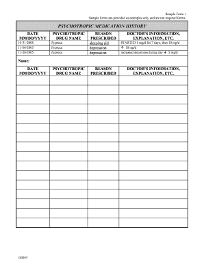 Medication History  Form