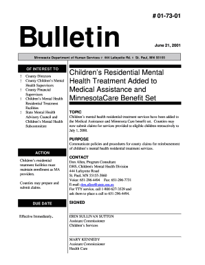 01 73 01 Bulletin June 21, Minnesota Department of Human Dhs State Mn  Form