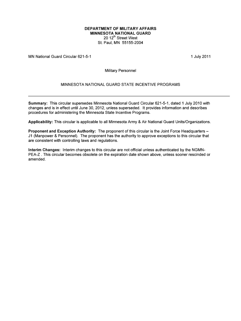 FY State Circular 03 JUN 11 Minnesota National Guard  Form