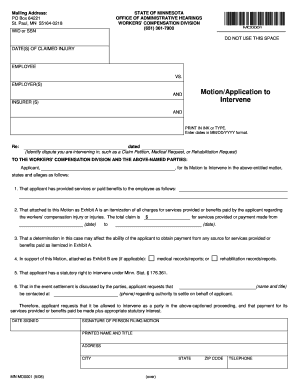 Motion Application to Intervene Minnesota Form