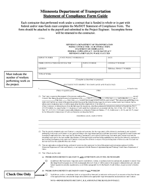 Mn Dot Statement of Compliance Form