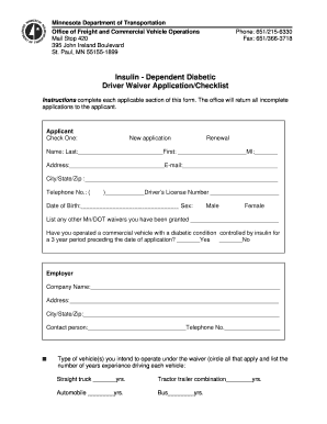 Minnesota Dependent Diabetic Waiver Form