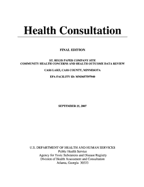 Health Consultation St Regis Paper Company Site, September Health State Mn  Form