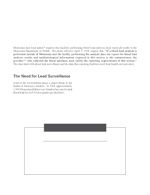 The Primary Care Provider&#039;s Role in Blood Lead Surveillance Reporting the Primary Care Provider&#039;s Role in Blood Lead S  Form