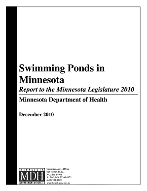 Swimming Ponds in Minnesota Report to the Minnesota Legislature , December December Report to the Minnesota Legislature Regardin  Form
