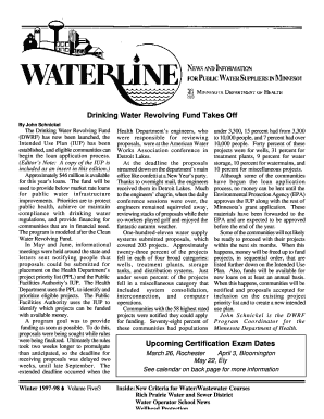 Untitled 3 the Winter 05 Edition of the Waterline, News and Information for Minnesota Public Water Suppliers Health State Mn
