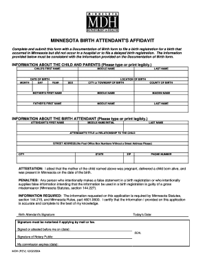 Birth Attendant Affidavit Mn Form