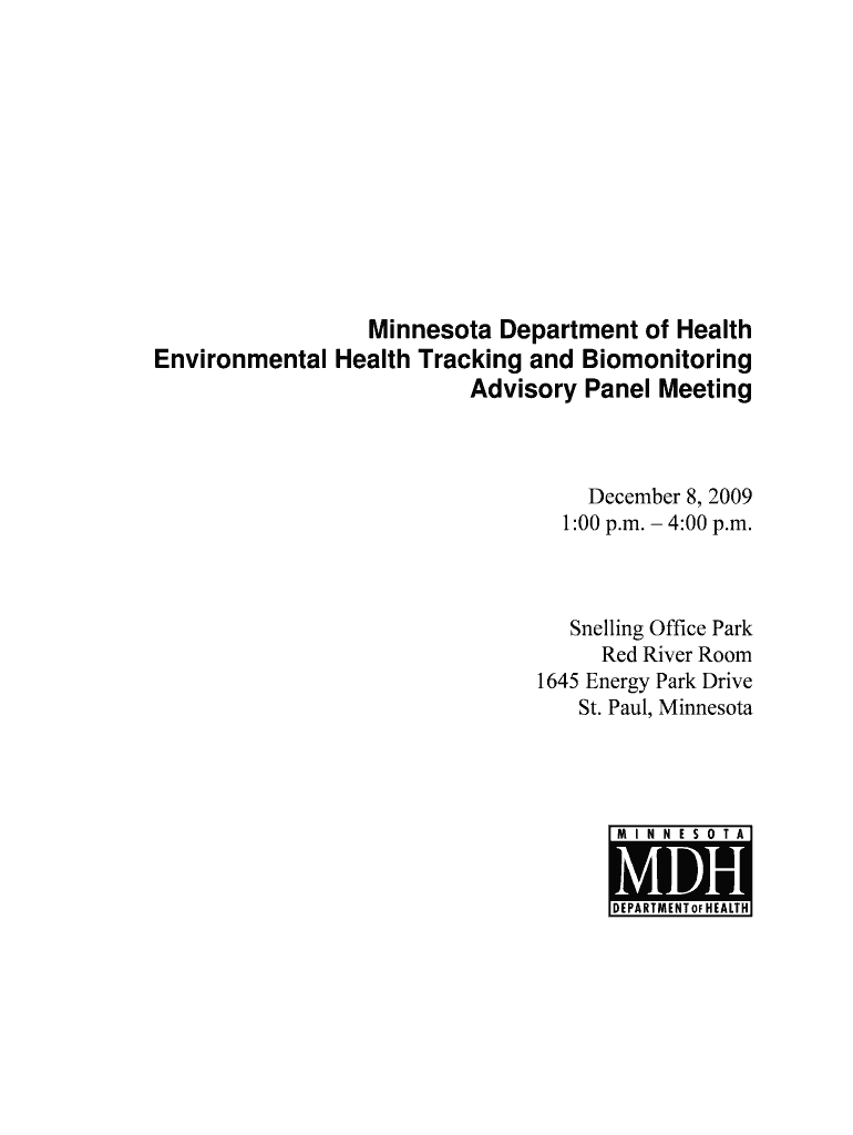 Minnesota Department of Health Environmental Health Tracking and Health State Mn  Form