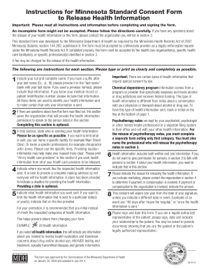 Minnesota Standard Consent Form to Release Health Information