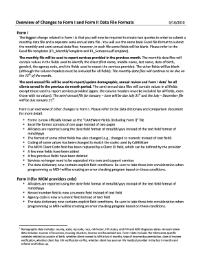 Overview of Changes to Form I and Form Minnesota Department of Health State Mn