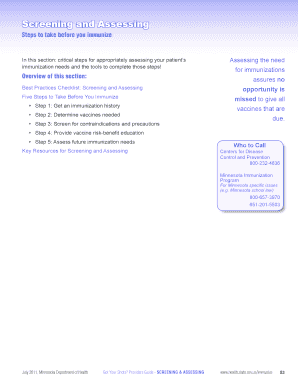 Screening and Assessing Minnesota Department of Health  Form