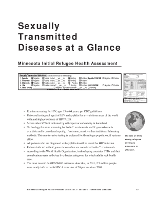 Refugee Health Provider Guide Chapter About Sexually Transmitted Diseases from the Minnesota Refugee Health Provider Guide  Form