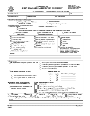 Form DS 2024 Chest X Ray and Classification Worksheet Health State Mn