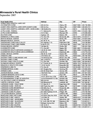 Minnesota&#039;s Rural Health Clinics September Minnesota Health State Mn  Form