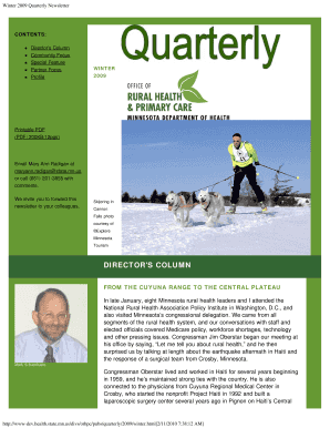 Winter Quarterly Newsletter Minnesota Department of Health Health State Mn  Form