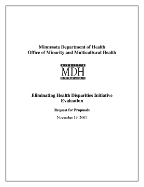 Eliminating Health Disparities Initiative Evaluation RFP Request for Proposals for Eliminating Health Disparities Health State M  Form