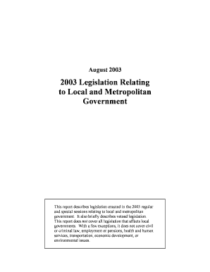 Legislation Relating to Local and Metropolitan Government Local and Metro Governement  Form