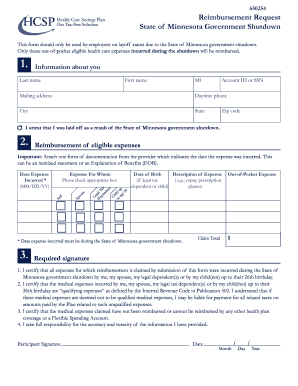 Reimbursement Request for Shutdown 7 1 2011Layout 1  Form