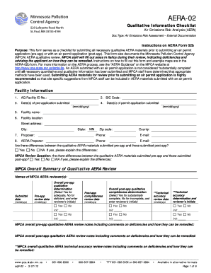 AERA 02 Qualitative Information Checklist Air Emissions Risk Pca State Mn