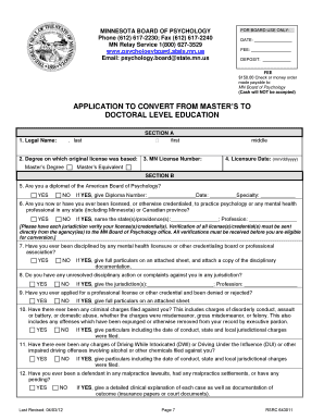 Business Minnesota Board of Psychology  Form