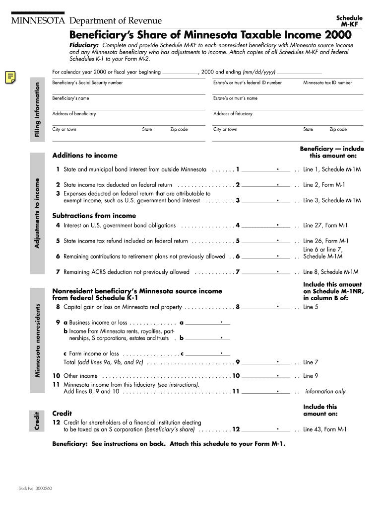 Beneficiary&#039;s Share of Minnesota Taxable Income Revenue State Mn  Form