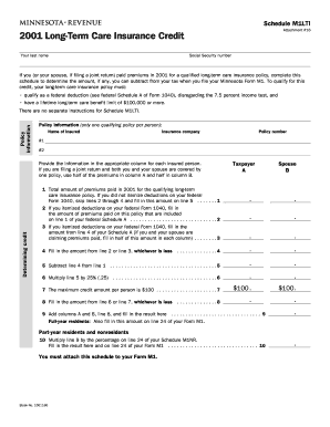 Schedule M1lti Long Term Care Insurance Credit Form