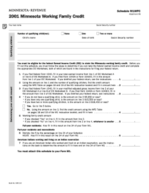 Schedule M1wfc Minnesota Working Family Credit  Form