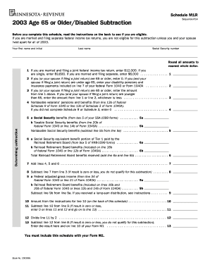 Age 65 or OlderDisabled Subtraction Department of Revenue  Form