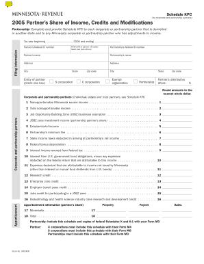 KPC, Partner&#039;s Share of Income, Credits and Modifications Revenue State Mn  Form