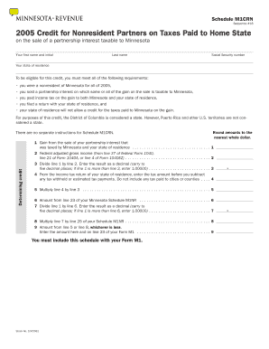 M1CRN, Credit for Nonresident Partner on Taxes Paid to Home State  Form