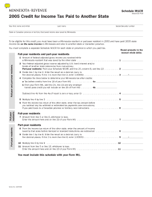 Credit for Income Tax Paid to Another State Minnesota Department  Form