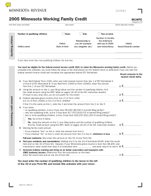 M1WFC, Minnesota Working Family Credit  Form