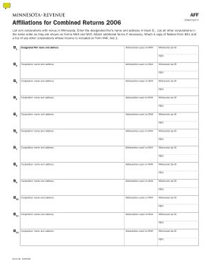 AFF Attachment 5 Affiliations for Combined Returns List Only Corporations with Nexus in Minnesota  Form