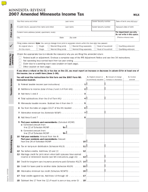 M1X, Amended Income Tax Return Revenue State Mn  Form