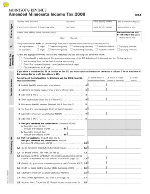 M1X, Amended Income Tax Return Revenue State Mn  Form