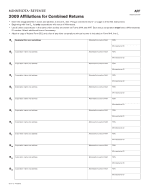 AFF Attachment #5 Affiliations for Combined Returns Enter the Designated Filer S Name and Address in Block B1  Form