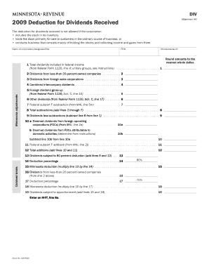 DIV Attachment #9 Deduction for Dividends Received the Deduction for Dividends Received is Not Allowed If the Corporation Includ  Form