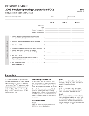 Foreign Operating Corporation FOC FOC Attachment #6 Calculation of Deemed Dividend Name of Corporationdesignated Filer FEIN Minn  Form