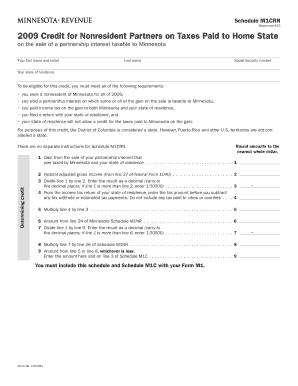 Schedule M1CRN Sequence #15 Credit for Nonresident Partners on Taxes Paid to Home State on the Sale of a Partnership Interest Ta  Form