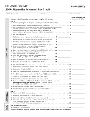 Schedule M1MTC Sequence #17 Alternative Minimum Tax Credit Your First Name and Initial Last Name Social Security Number Read the  Form