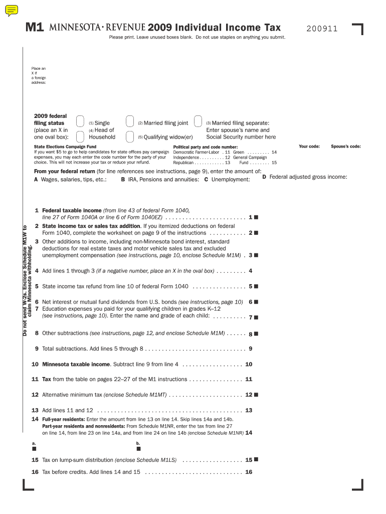  M1, Individual Income Tax Return Revenue State Mn 2020